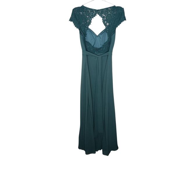 New Lulus Dark Green Lace Backless Maxi Dress SZ L - Picture 5 of 14